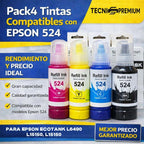 Combo 4 Tintas Compatible Para Eps L6490 L15150 L15160 Negro, Cian, Magenta Y Amarillo