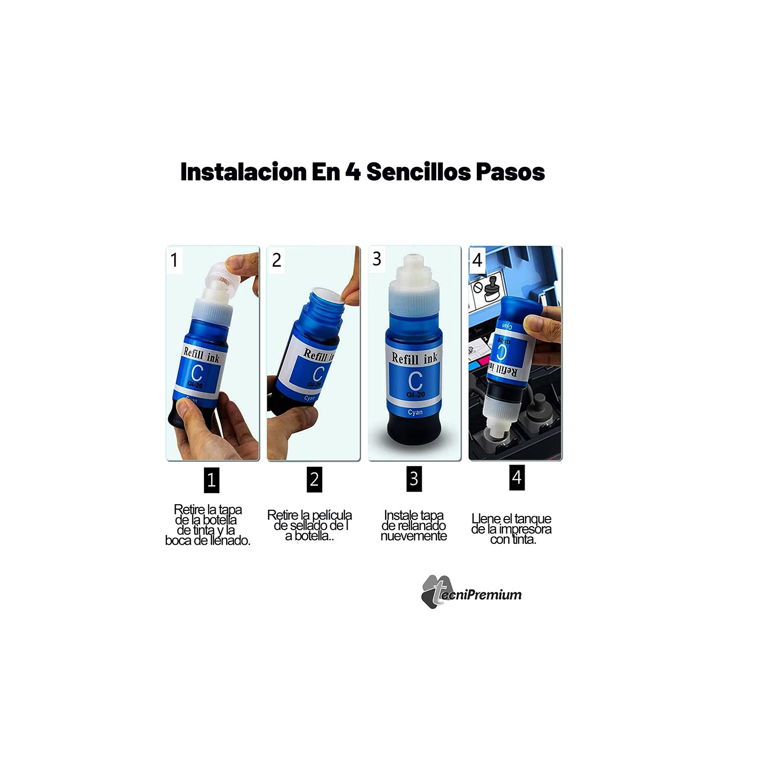 4 Tintas Gi-190 Compatible Con Canon G1100 G1110 G2100 G2110