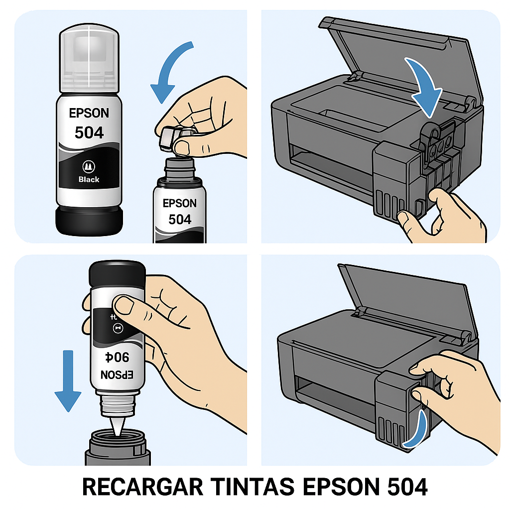 Kit de 4 tintas Epson Originales 504 Impre L4150 L4160 L4260 L6161 L6171