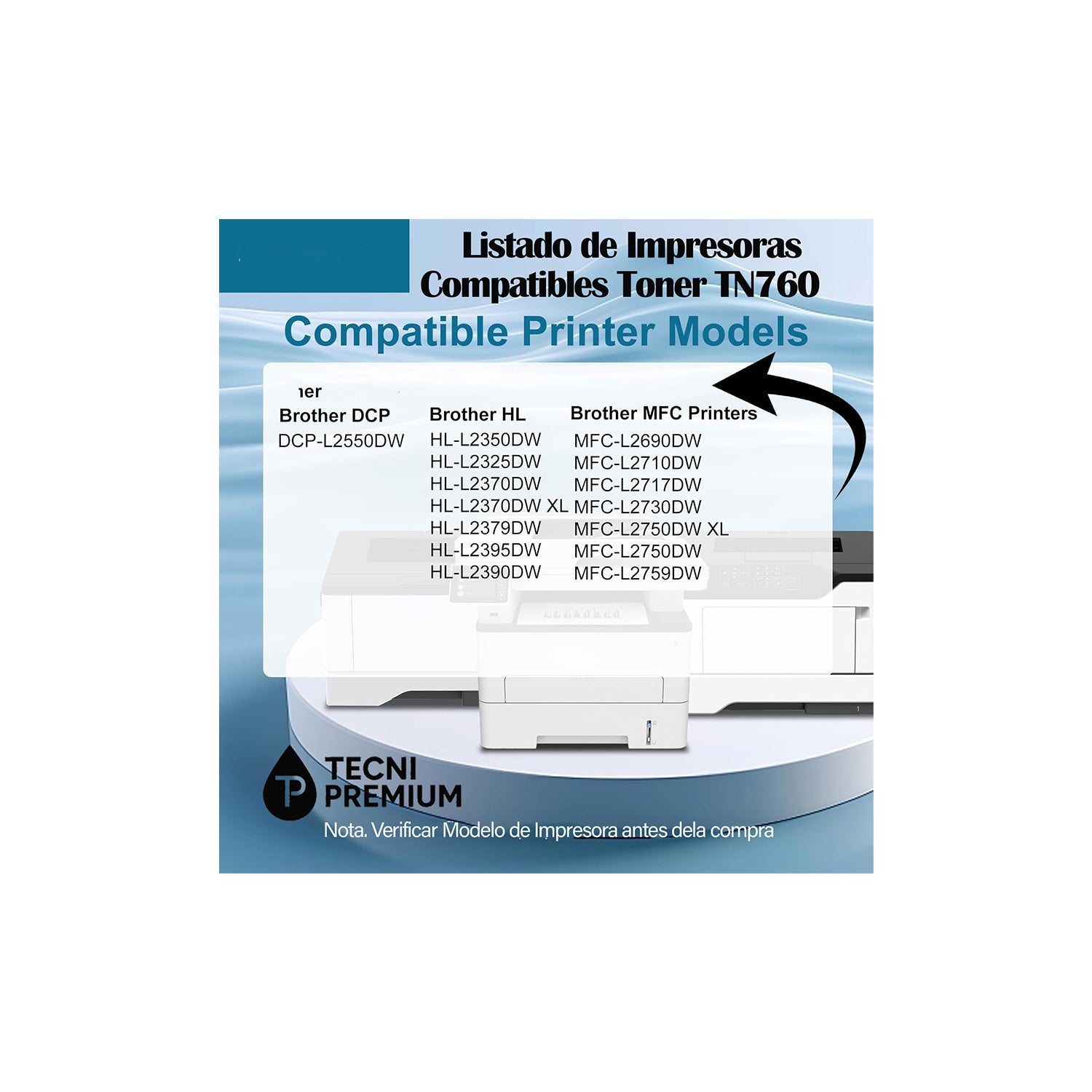Toner Generico Tn-760 Para Broth Dcp-l2550dw L2350dw L2370dw